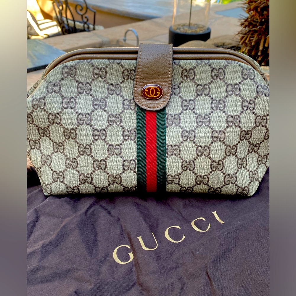 Rare vintage 1970’s GUCCI monogram authentic clutch handbag purse